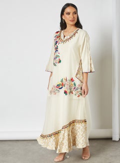 Embroidered Stylish Jalabiya Beige