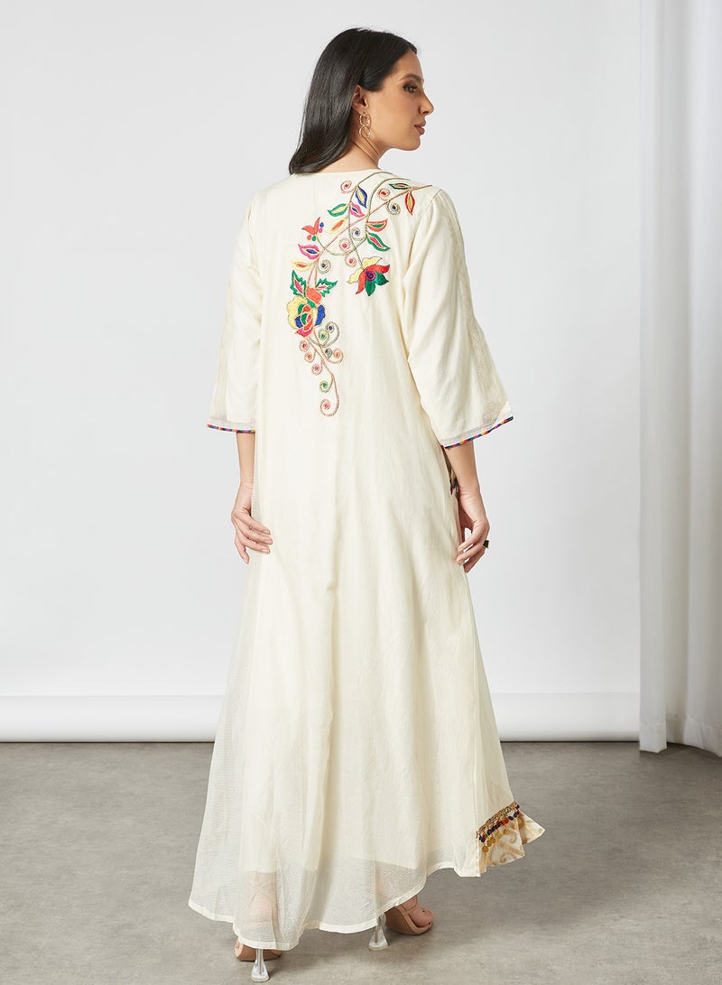 Sara Arabia - Embroidered Stylish Jalabiya Beige - Image 1