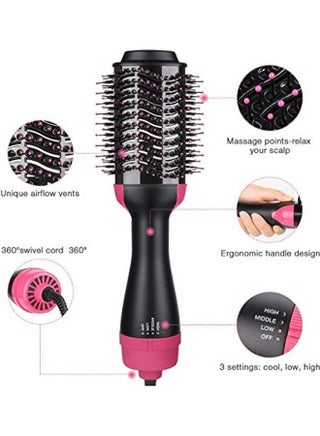 3-in-1 Hot Air Brush Black/Pink - v1618841633/N46105928A_1