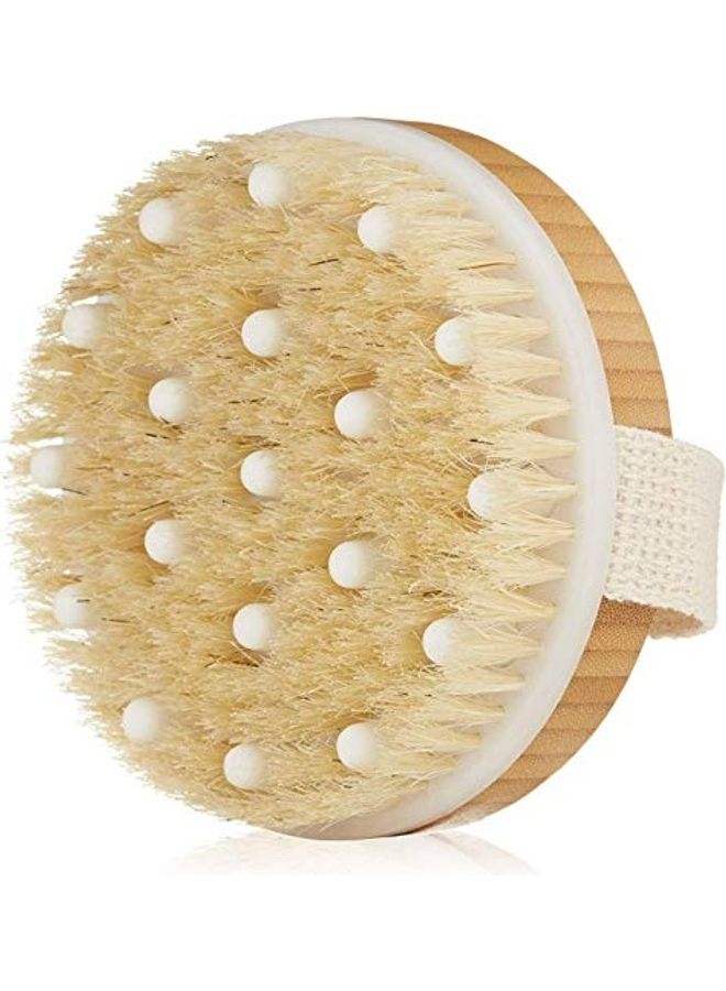 Round Dry Body Scrub Brush Beige/White 4.4x1.5inch - Image 1