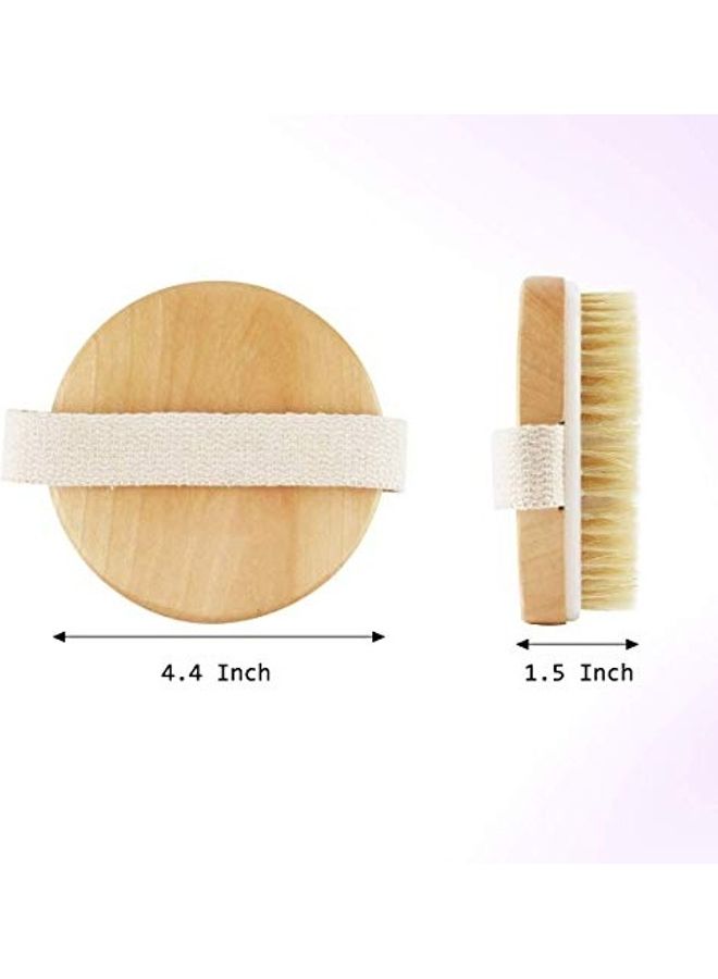 Round Dry Body Scrub Brush Beige/White 4.4x1.5inch - Image 2