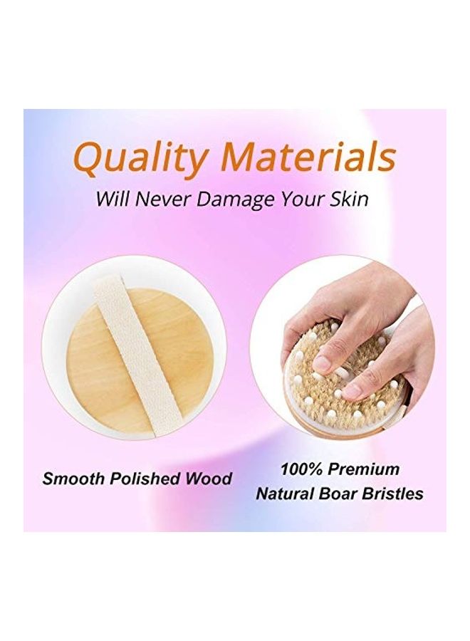 Round Dry Body Scrub Brush Beige/White 4.4x1.5inch - Image 3