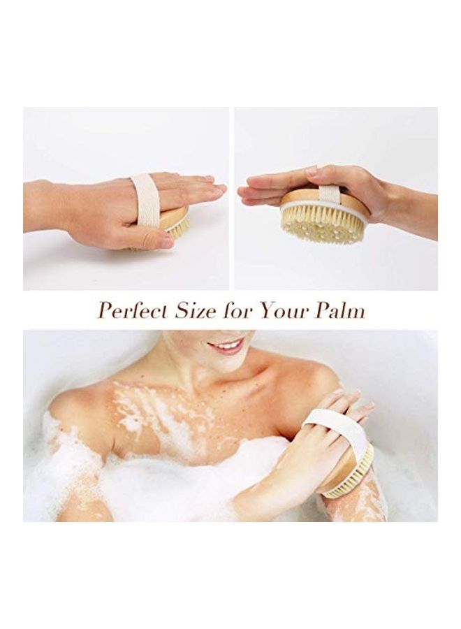 Round Dry Body Scrub Brush Beige/White 4.4x1.5inch - Image 5
