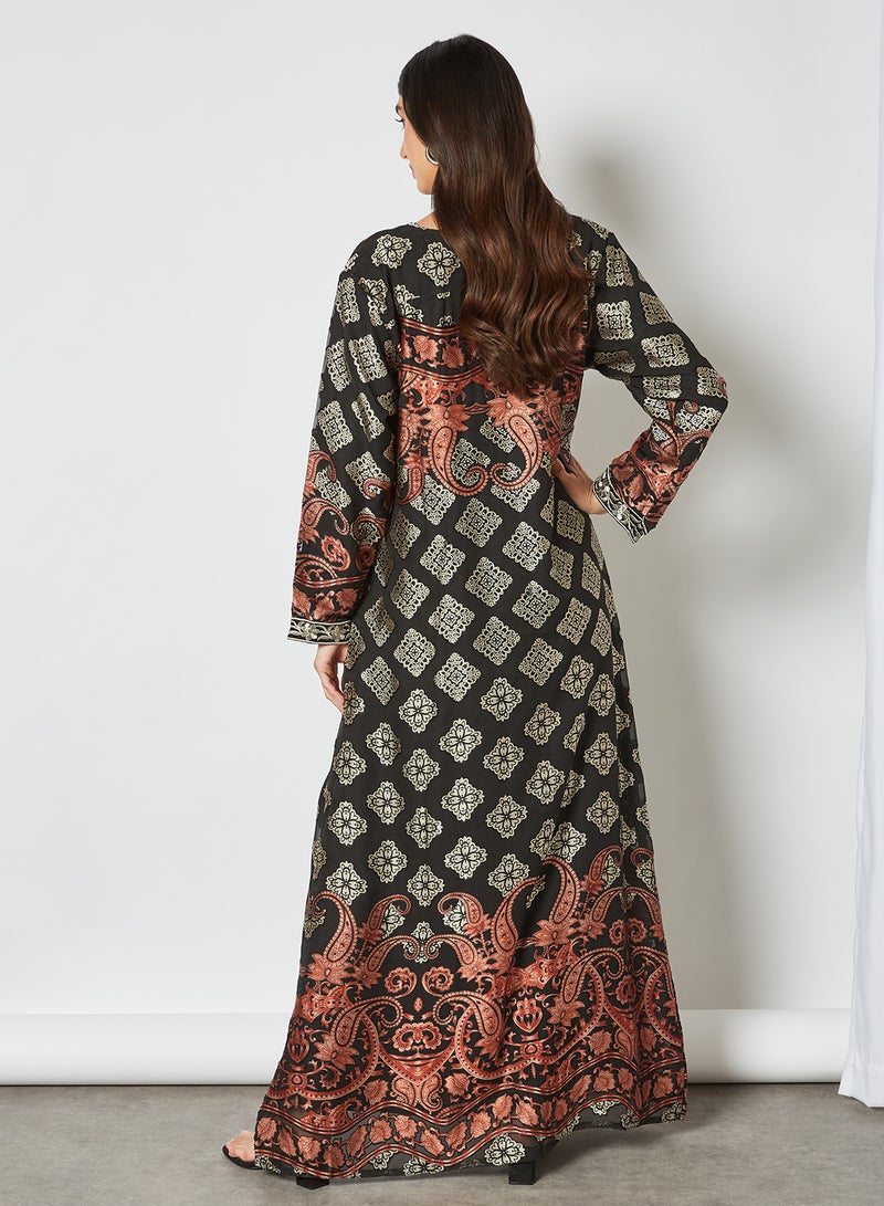 Sara Arabia - Sara Digital Celtic Paisley Print Jalabiya Brown - Image 1