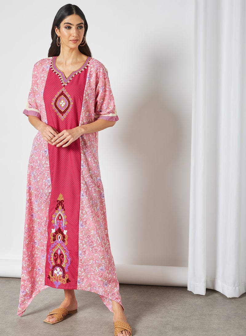 Sara Arabia - Printed Stylish Jalabiya Multicolour - Image 1