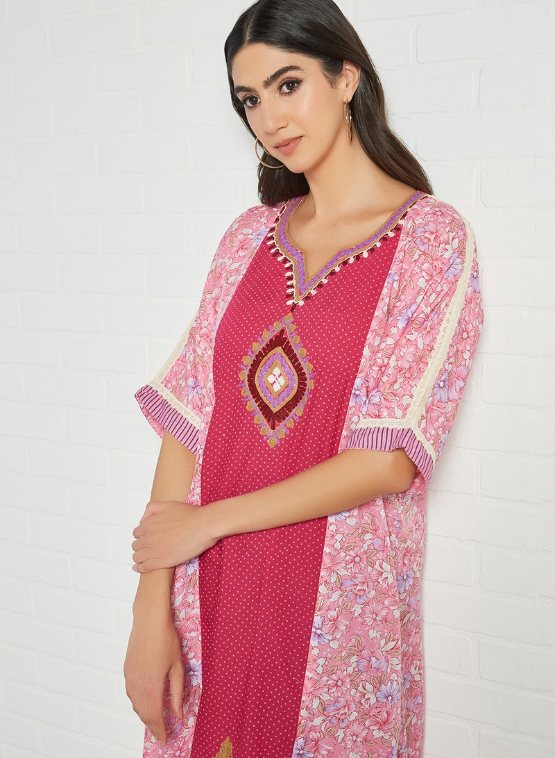 Sara Arabia - Printed Stylish Jalabiya Multicolour - Image 1