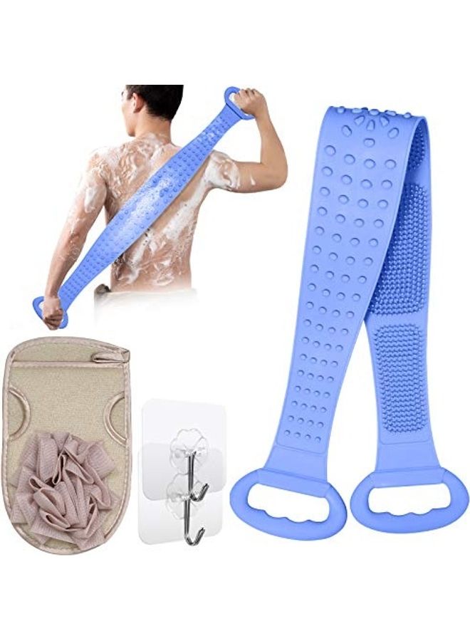 Generic Back Scrubber With Dual-Sided Body Glove And 2 Hooks Blue/Pink/White 32inch  - Image 1
