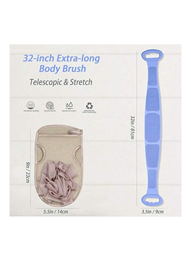 Generic Back Scrubber With Dual-Sided Body Glove And 2 Hooks Blue/Pink/White 32inch  - Image 2
