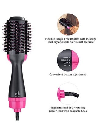 3-In-1 Hair Brush Dryer And Styler Black/Pink - view 2