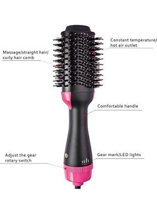 3-In-1 Hair Brush Dryer And Styler Black/Pink - view 5
