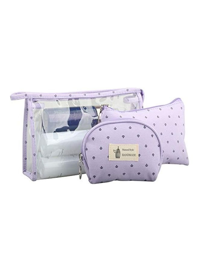 طقم حقائب مكياج من 3 قطع شفاف/أرجواني - Image 5