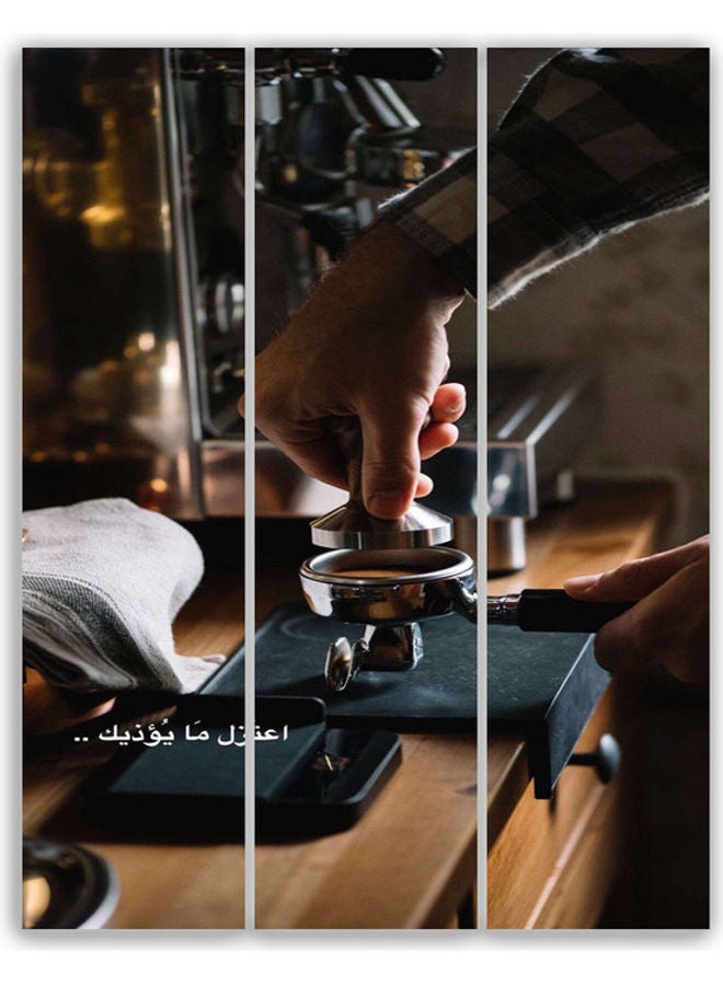 طقم لوحات فنية بتصميم القهوة مكون من 3 قطع متعدد الألوان 15x60سم - Image 1
