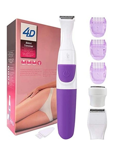 7-Piece 4D Bikini Trimmer And Accessories Set White/Purple