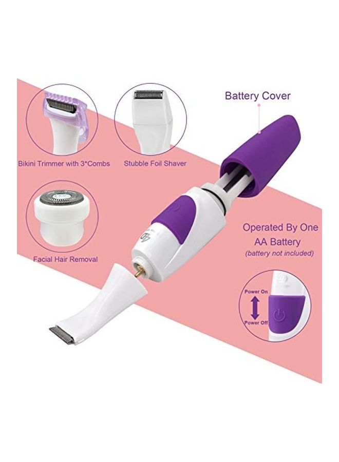 7-Piece 4D Bikini Trimmer And Accessories Set White/Purple