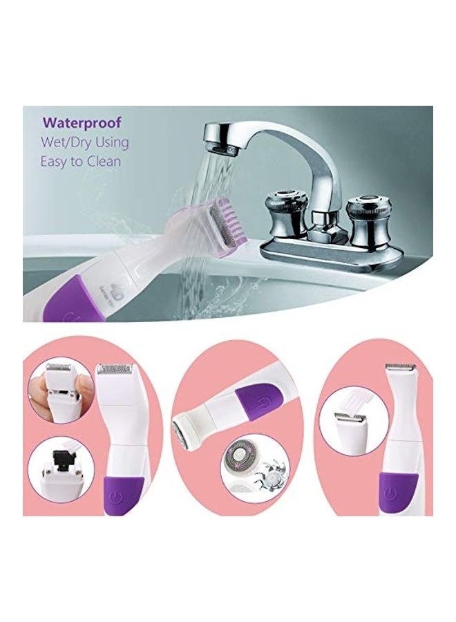 7-Piece 4D Bikini Trimmer And Accessories Set White/Purple