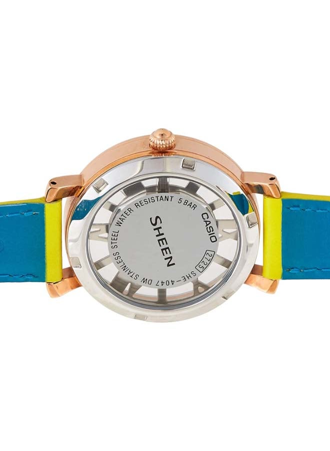 كاسيو ساعة شين جلدية بعقارب طراز 4047PGL-9AUDR - Image 3