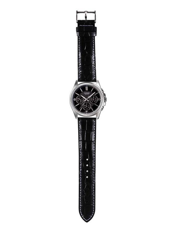 Men's Water Resistant Leather Chronograph Watch MTP-1375L-1ADF - 42 mm - Black - v1618852506/N14366407A_3