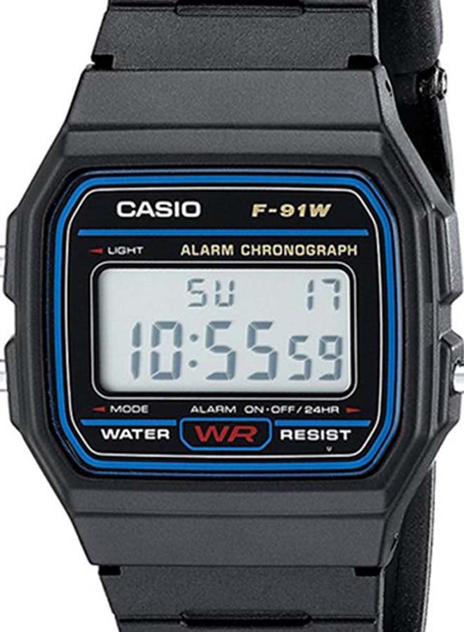 كاسيو ساعة يد رقمية بسوار من الراتينج طراز F91W-1 - مقاس 33 مم - لون أسود للرجال - Image 3