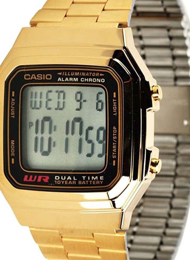 كاسيو ساعة يد رقمية مقاومة للماء طراز A178WGA-1ADF - مقاس 34 مم - لون ذهبي للرجال - Image 3