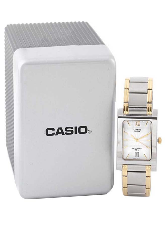 كاسيو ساعة يد إنتايسر كوارتز بعقارب طراز BEM-100SG-7AVDF - 28 مم - فضي/ذهبي للرجال - Image 4