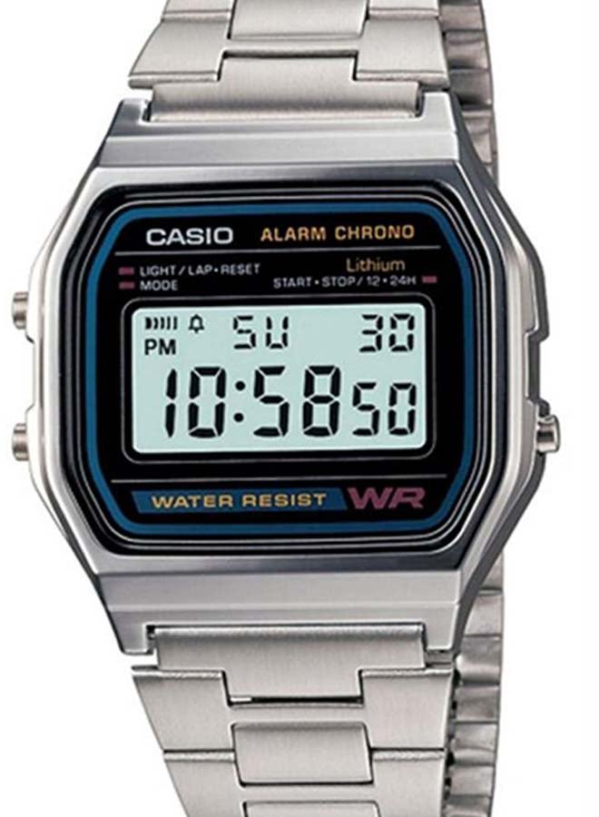 كاسيو ساعة يد رقمية بسوار من الإستانلس ستيل طراز A 158 WA-1 - قياس 33 مم - لون فضي للنساء - Image 3