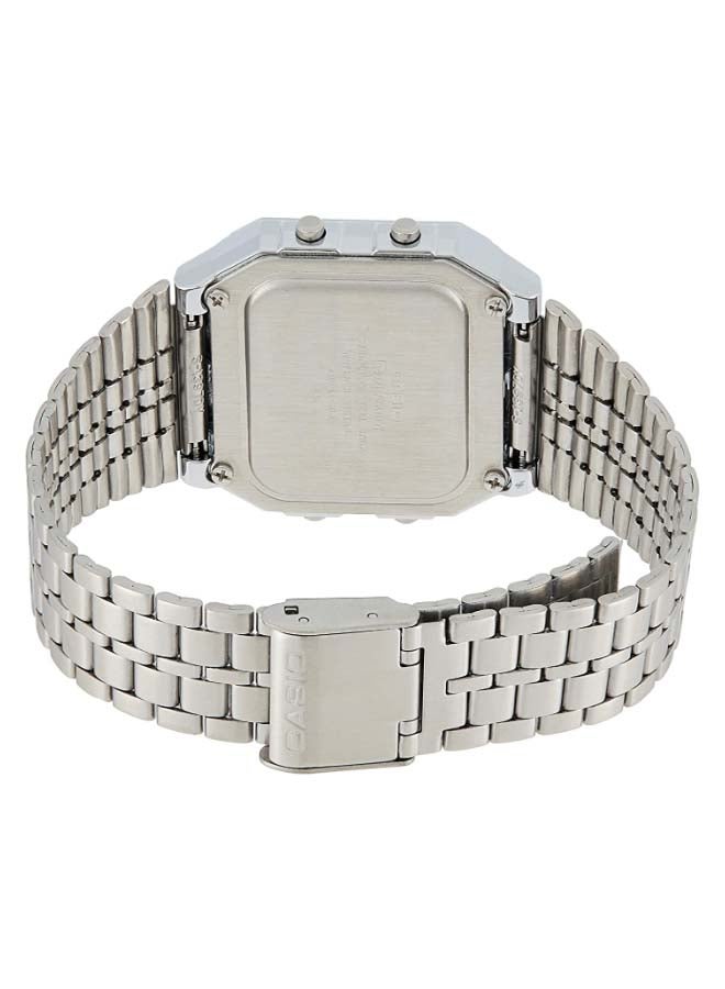 كاسيو ساعة يد رقمية بسوار من الإستانلس ستيل طراز A500WA-1DF مقاس 34 مم - لون فضي للرجال - Image 4