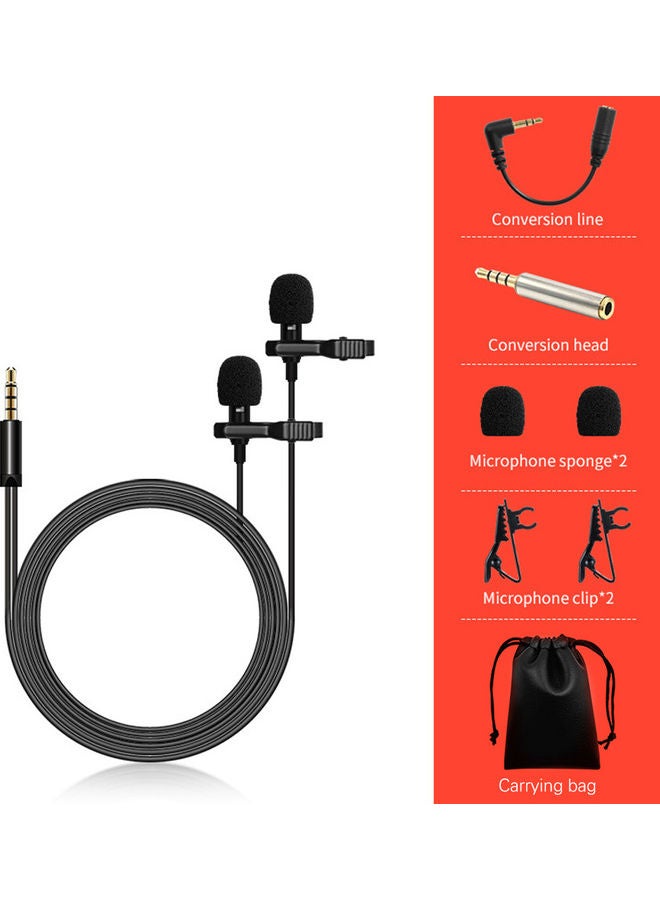 Dual-Head Lavalier Microphone Set Black - Image 4