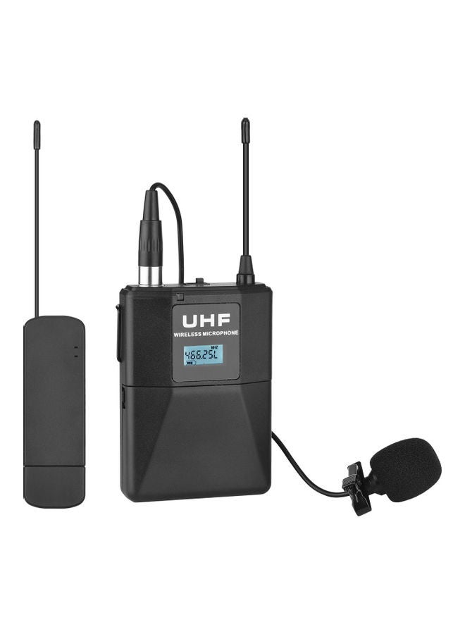 3-Piece UHF Wireless Lavalier Lapel Microphone System Set Black - Image 1