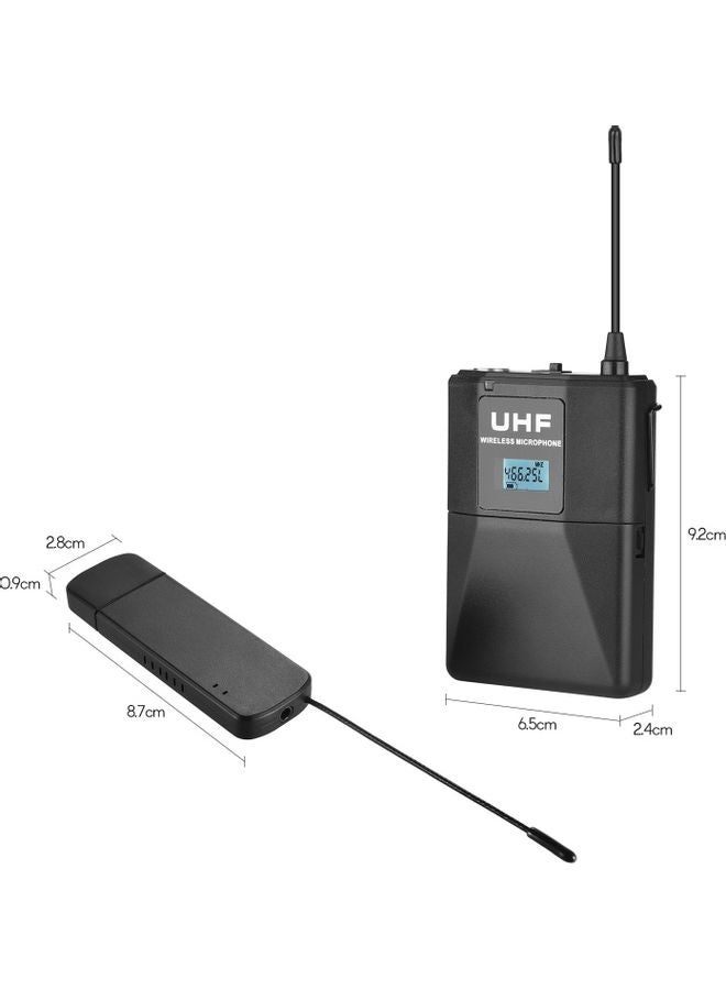 3-Piece UHF Wireless Lavalier Lapel Microphone System Set Black - Image 2