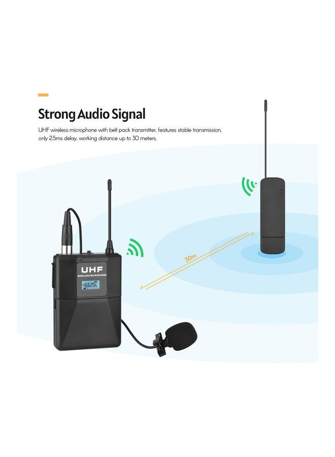 3-Piece UHF Wireless Lavalier Lapel Microphone System Set Black - Image 3