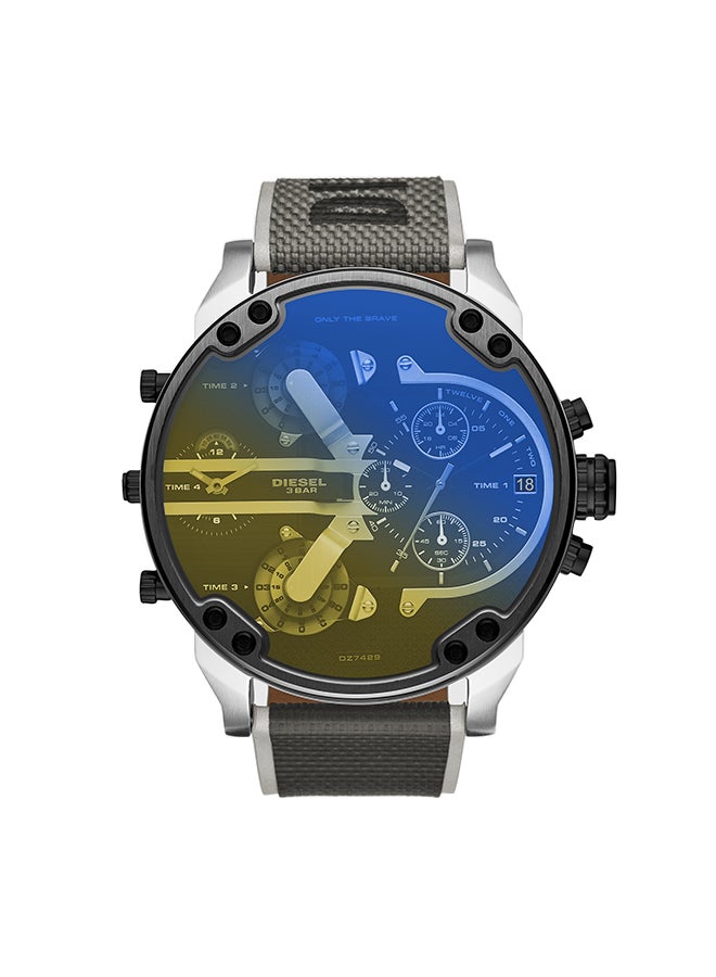 ديزل ساعة يد مستر دادي 2.0 كرونوغراف دائرية الشكل بسوار من النايلون مقاس 57 مم - بلونين - طراز DZ7429 للرجال - Image 1