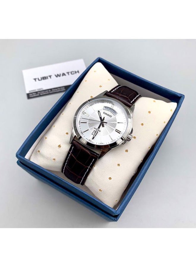 Men's Leather Analog Watch MTP 1381L-7A