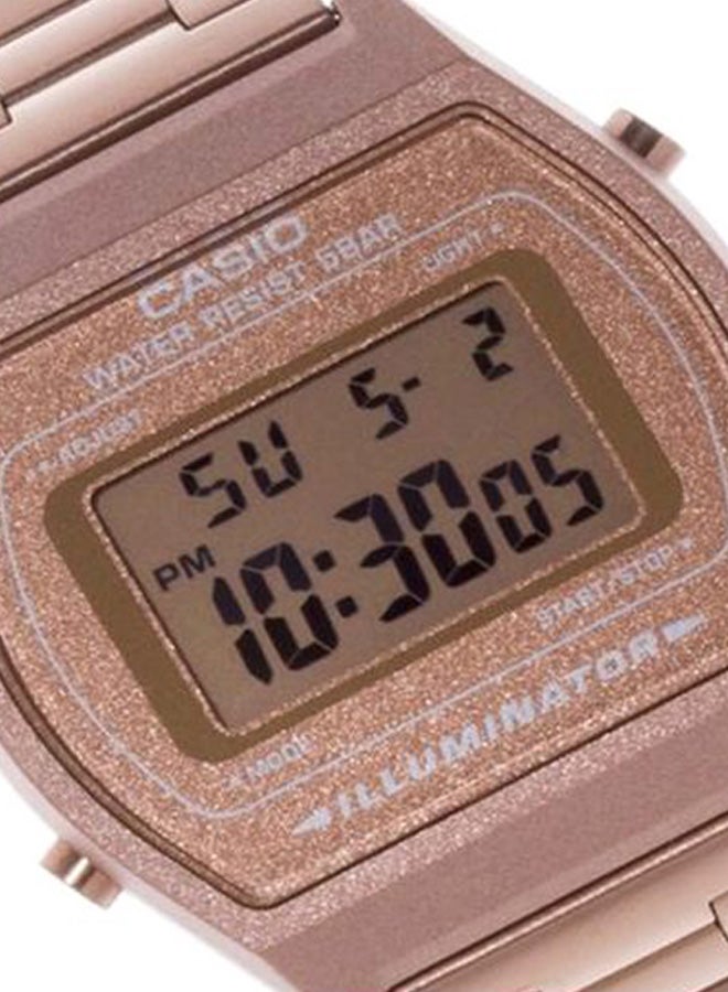 كاسيو ساعة يد رقمية بسوار من الإستانلس ستيل طراز B640WC-5A - قياس 35 مم - لون ذهبي وردي للنساء - Image 4