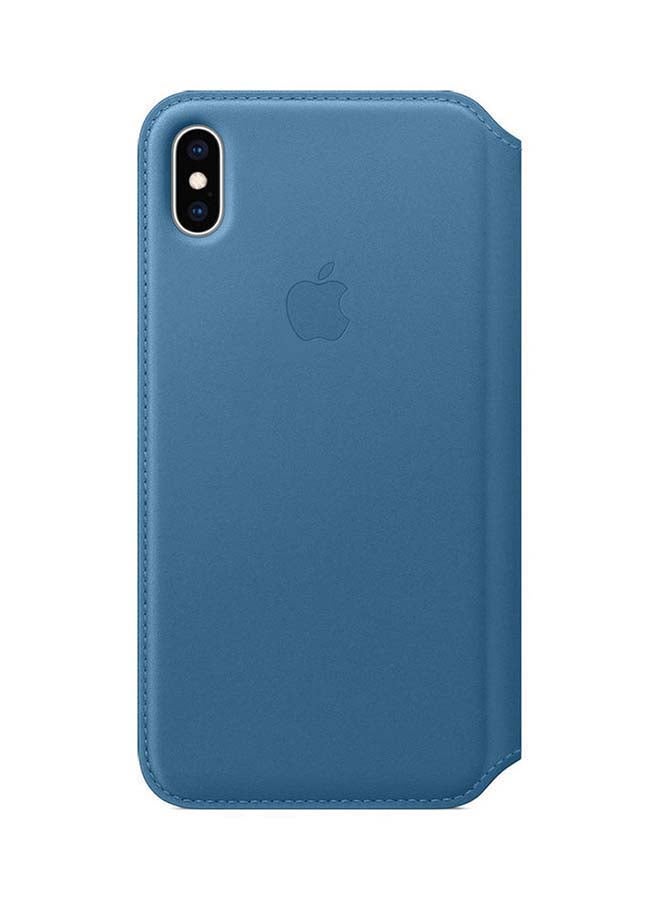 ابل  غطاء لهاتف آيفون XS ماكس من الجلد قابل للطي أزرق كيب كود - Image 1