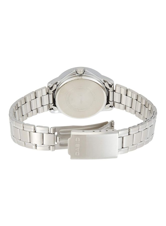 كاسيو ساعة يد بعقارب وسوار من الإستانلس ستيل طراز LTP-V004D-7BDF - 30 مم - فضي للنساء - Image 2
