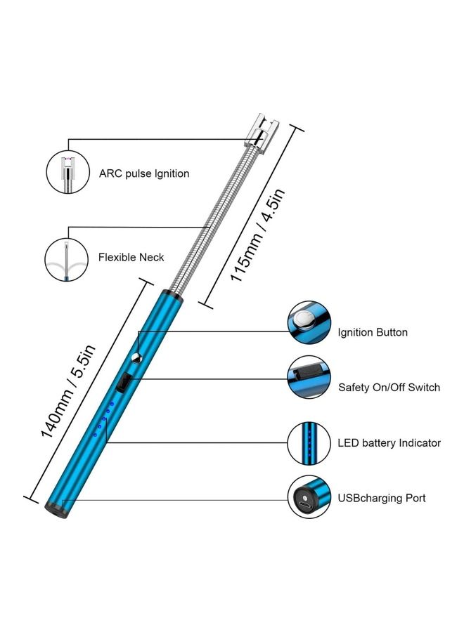 شو وو قداحة كهربائية بشعلة مقوسة أزرق / فضي - Image 2