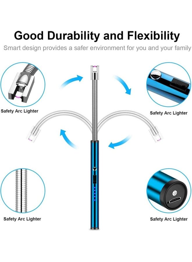 شو وو قداحة كهربائية بشعلة مقوسة أزرق / فضي - Image 3