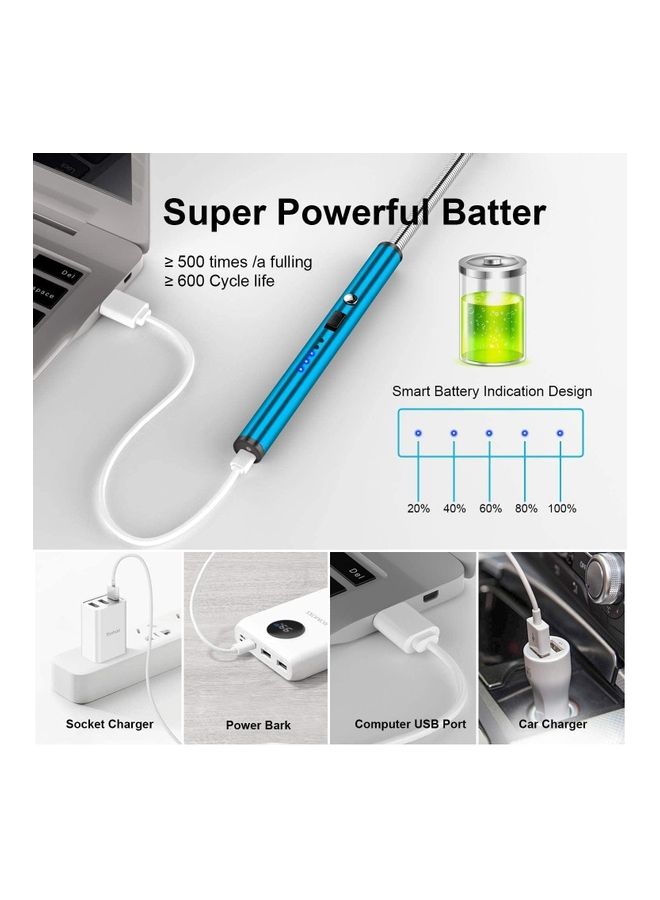 شو وو قداحة كهربائية بشعلة مقوسة أزرق / فضي - Image 5