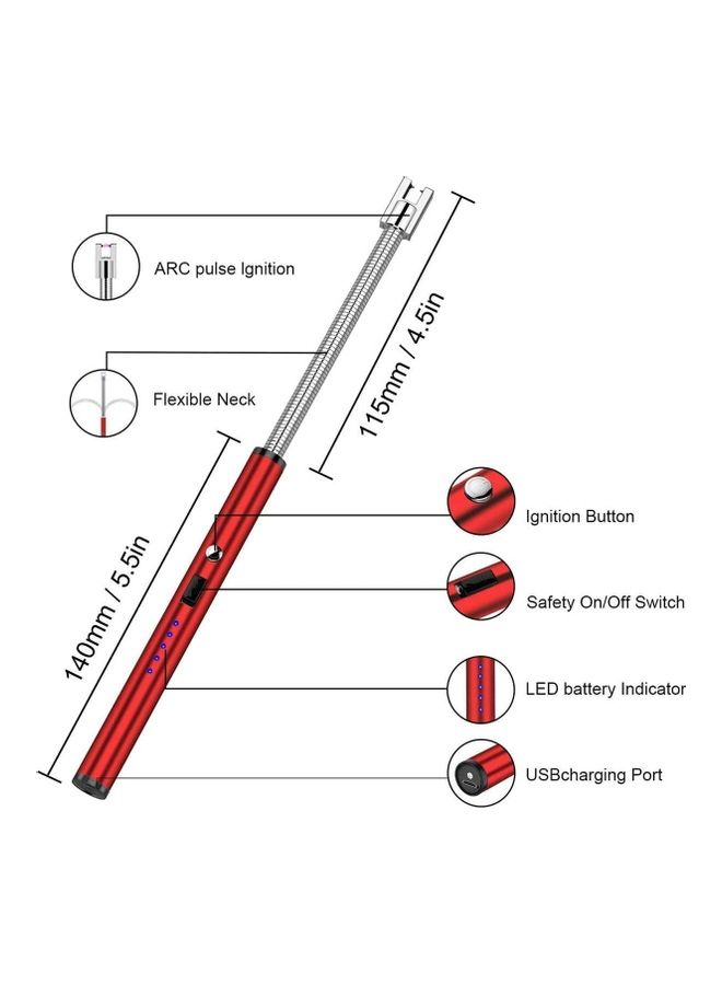 XiuWoo Electric Arc Lighter Red/Silver - Image 2