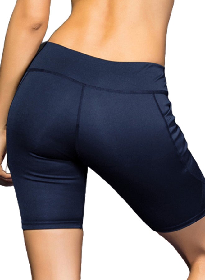 Generic - High Waist Workout Running Shorts Dark Blue - Image 1