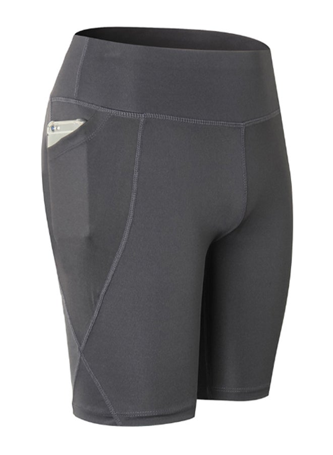 High Waist Workout Running Shorts Grey - Image 4