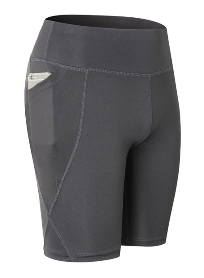 Generic - High Waist Workout Running Shorts Grey - Image 1