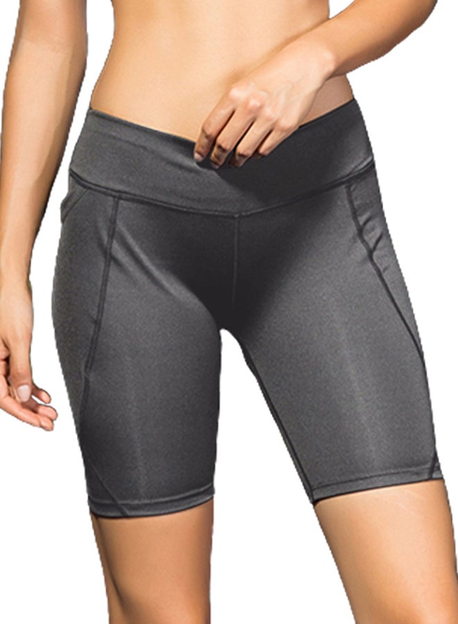 High Waist Workout Running Shorts Grey - Image 1
