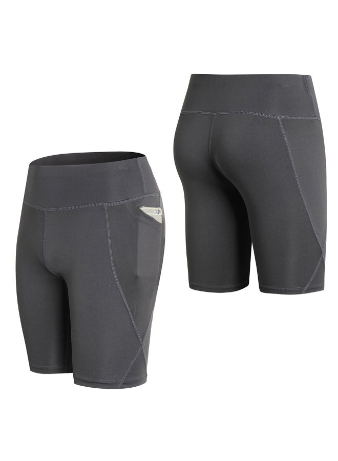 Generic - High Waist Workout Running Shorts Grey - Image 1