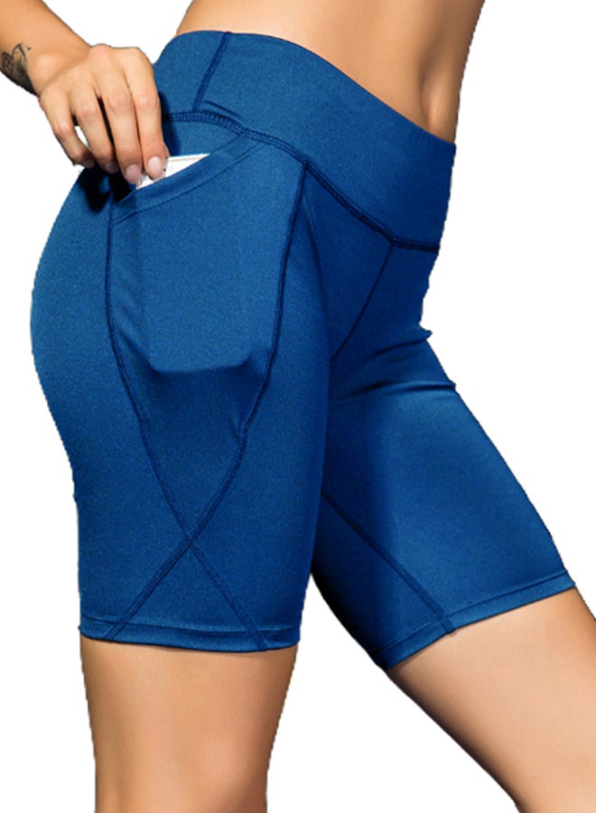 Generic - High Waist Workout Running Shorts Blue - Image 1