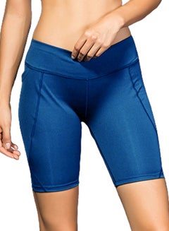 High Waist Workout Running Shorts Blue