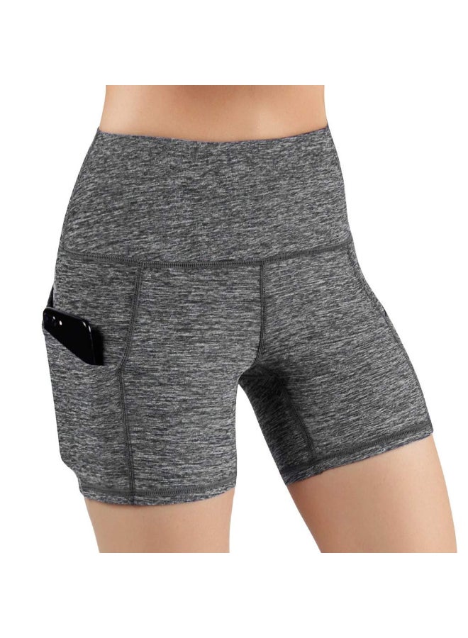 Comfortable High Waist Yoga Shorts Grey  - Image 1