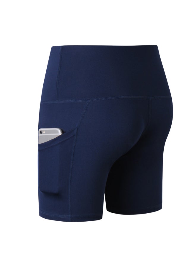 Comfortable High Waist Yoga Shorts Blue - Image 2