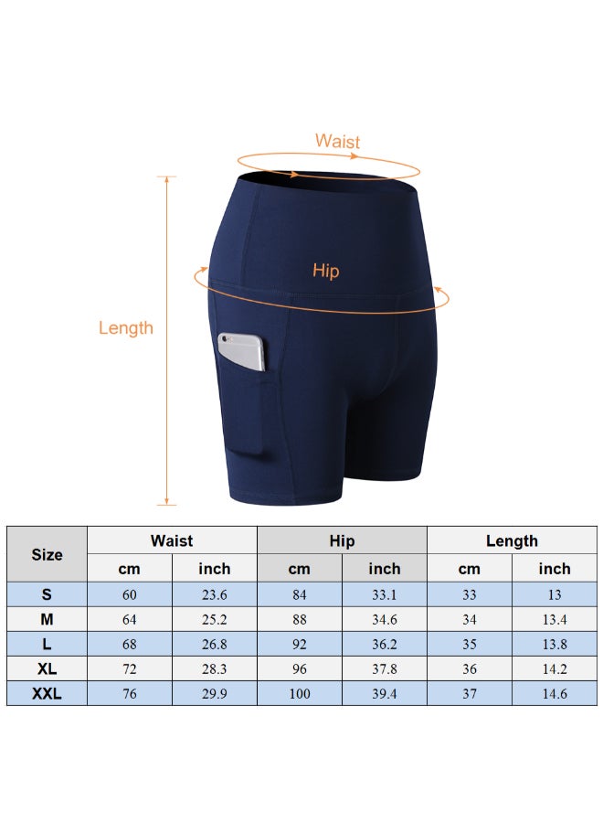 Comfortable High Waist Yoga Shorts Blue - Image 3