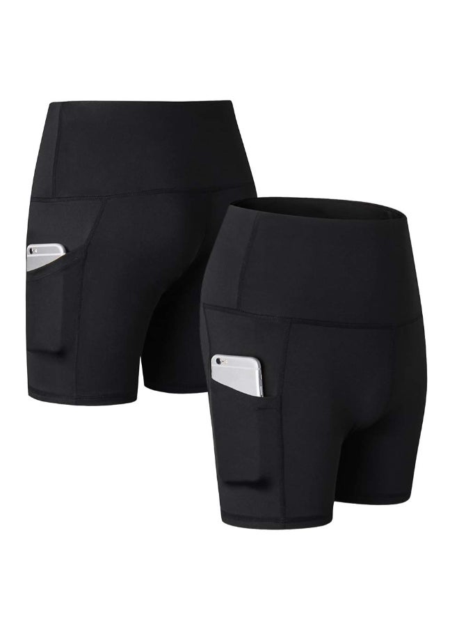 Comfortable High Waist Yoga Shorts Black - Image 1